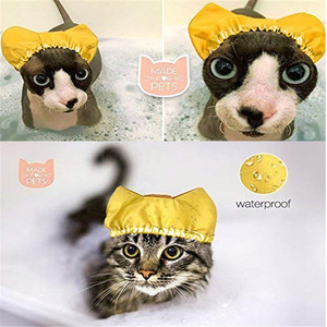 Chapeau de bain imperméable en tissu non tissé pour chats, avec protection pour les oreilles, plusieurs couleurs disponibles - Product Image 1