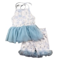 Ensemble de vêtements pour tout-petits en 2 pièces, personnalisé avec logo DH ODM, en fibre de bambou respirante, manches courtes, pour toutes les saisons, mode Pâques, pour petites filles