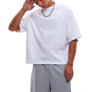 Custom Logo High Quality 250GSM Heavy Weight Box <strong>Fit</strong> 100% Cotton Drop Shoulder Oversized Cropped Boxy Plus Size <strong>T</strong> <strong>Shirts</strong> for <strong>Men</strong> - Product Image 1