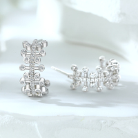 Guirlande de boucles d'oreilles en argent sterling 925 avec zirconium pour femmes