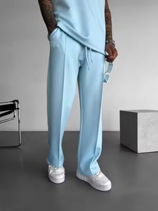 Nuovi Pantaloni Casual da <span class=keywords><strong>Uomo</strong></span> King Mcgreen Star, Moda Autunnale, Gamba Larga, Vita Media, Tinta Unita, Stile Baggy - Product Image 3