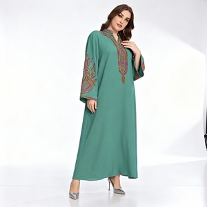 Abaya Elegante de Poliéster Bordada Personalizada de Primera Calidad al por Mayor para Mujeres Musulmanas, Vestido de Fiesta - Product Image 4