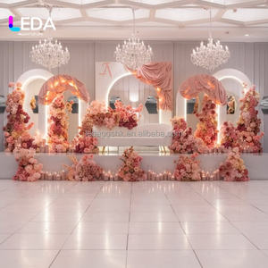 LEDA Suministros para Bodas, Soporte de Fondo Acrílico Blanco, Arco de Boda, Arco 3D con Ondas, Decoración de Escenario para Eventos de Boda - Product Image 1