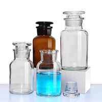 Vente en gros Bouteille chimique en verre ambré Bocaux d'apothicaire transparents Bouteille de réactif en verre avec couvercle en verre/liège
