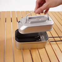 DFT10 Sports et divertissement Camping Boîte à lunch Multi-usages Mini casserole carrée Chauffage de l'eau Bouilloire Steak Barbecue Plateaux