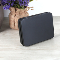 Boîte en métal rectangulaire noire à couvercle à charnière 115*85*22mm pour clés USB, cartes cadeaux, avec logo personnalisé