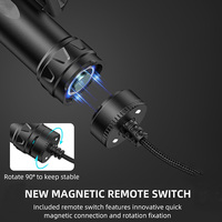 Lampe torche tactique rechargeable montée de 2500 lumens avec interrupteur à pression à distance amélioré, portée de 250 mètres