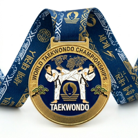 Vente en gros de médailles de taekwondo de haute qualité, médailles rotatives 3D en alliage de zinc, médailles de récompense TKD personnalisées