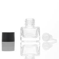 Flacon compte-gouttes carré miniature de 15 ml, en verre noir mat transparent rose avec bouchon à vis en plastique noir rose, flacon vide pour huile essentielle