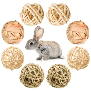 Balles de jeu pour petits animaux, activité roulante, jouets à mâcher, friandises à ronger pour lapins, cochons d'Inde, chinchilla, lapin, boules naturelles