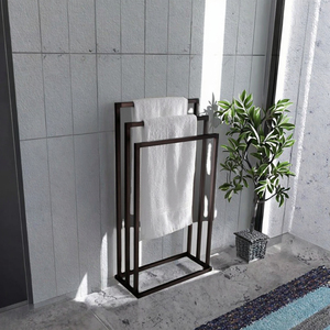 Free Standing Double <b>Rail</b> Towel Bar and Blanket <b>Rack</b> 3 <b>Rail</b> Towel Holder with Stand for Bathroom for Next to Tub or Shower - Product Image 2