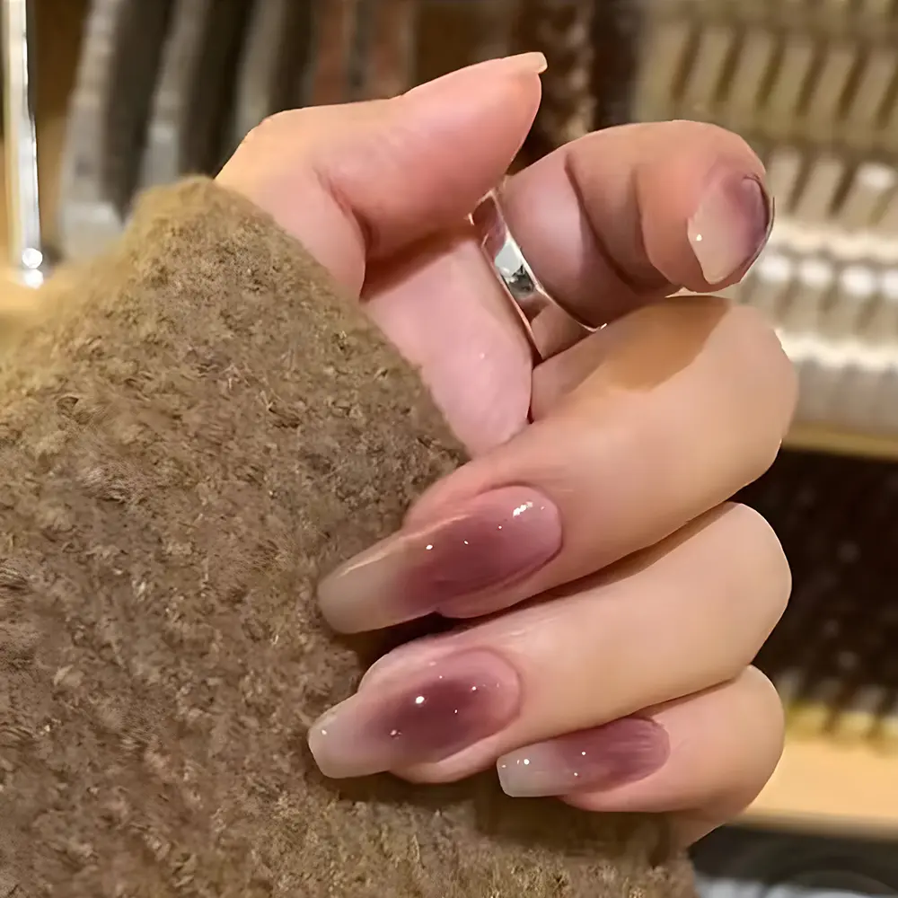 Drücken Sie auf Nägel, Gel kleber, französische Nägel, kurz, Fingernägel, Nail Art Mix Form, mit Strass künstlichen Fingernägeln