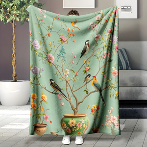 Vibrant Psychedelic Leaf Print Throw Blanket Rectangular Polyester Cotton Home Decor Modern Style Four Seasons Use - Product Image 5