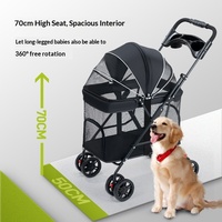 Poussette pliable multifonctionnelle à 4 roues pour chiens de taille moyenne/grande, idéale pour les voyages en plein air