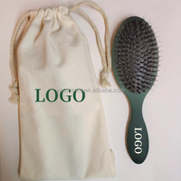 Brosse compacte pour extensions capillaires, mini brosse démêlante avec étui en satin, emballage en vrac, brosse à poils de sanglier vierge