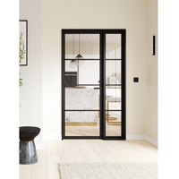 Villas Intérieur Cloison Portes Pivotantes en Verre Design, Portes d'Entrée Pivotantes en Verre Trempé Double Couche avec Fenêtres Latérales Fixes