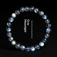 Bracelet de perles en pierre de lune naturelle, perles de labradorite couleur pure gris clair effet lune
