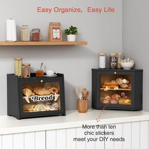 <b>Corner</b> Bread Box Natural Two Layer Kitchen Countertop Cabinet Mount Pantry Shelf Bread <b>Storage</b> Container - Product Image 4