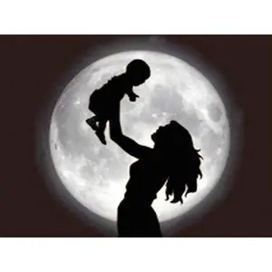 चंद्रमा की रात पर माँ और बच्चे की फुल ड्रिल डायमंड पेंटिंग डायमंड आर्ट किट क्राफ्ट पेंटिंग