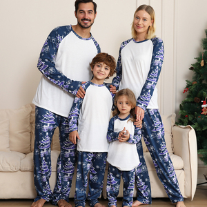 Sevimli Çift Pijama Aile Pijama Takımı Polyester Pijama Üstleri + Pantolon Süblimasyon Günlük Giyim Setleri Noel Aile Görünümü - Product Image 5