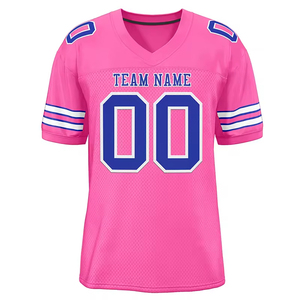 Logo personnalisé, broderie, numéro d'impression, tissu de maille d'uniforme de l'équipe de <span class=keywords><strong>rugby</strong></span>, <span class=keywords><strong>maillot</strong></span> de football américain multicolore sublimé pour femmes - Product Image 4