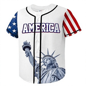 Camiseta de Béisbol para Hombre, Sublimación, Cuello en V, Estampado de la Estatua de la Libertad, Manga Corta, Poliéster, Softbol - Product Image 1