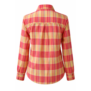 Camisa a Cuadros Texturizada para Mujer, Manga Larga, Cierre de Botones, Estilo Casual para Oficina, Elegante, 100% Algodón, Verano, Proveedor Mayorista ODM - Product Image 3