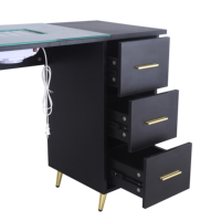Table de manucure en marbre noir, design moderne, avec collecteur de poussière, idéale pour salons de beauté, bars à ongles et centres commerciaux – Meilleures ventes