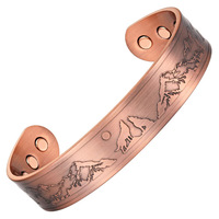 PFT Hot Fashion Wide Version 99.9% Gelang Cincin Tembaga Murni Perhiasan Tahan Luntur Warna Tidak Luntur Dapat Disesuaikan Bukaan 6 Magnet Desain Antik