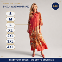 Robe chemise maxi ample bohème personnalisée pour femme, imprimé bohème, manches trois quarts, usine OEM ODM