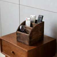 Caixa Organizadora de Controle Remoto em Madeira Sólida, Caixa de Armazenamento Retro para Mesa de Cabeceira, Cestos para Sala de Estar