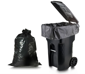 Sac poubelle biodégradable écologique personnalisé, thermoscellable, à soufflet, pour usage industriel avec poignée thermoscellée - Product Image 6