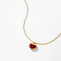 YF8289 Collier tendance en acier inoxydable plaqué or 18K PVD, étanche, avec pendentif cœur en émail rouge et chaîne torsadée, cadeau pour elle