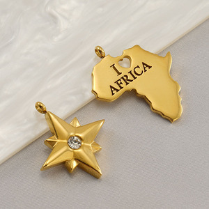 Tesoros Marítimos de Global Gleam |   Dijes de Acero Inoxidable con Baño de Oro PVD de 18K |   Colgante de Ancla, Rueda de Barco, Estrella Polar y Cruz, con temática africana - Product Image 4