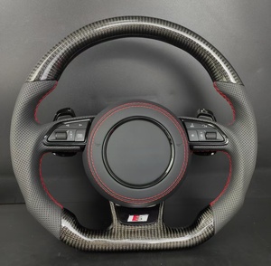 Cuir en fibre de carbone véritable pour volant perforé et surpiqué, personnalisable Audi <span class=keywords><strong>S</strong></span> <span class=keywords><strong>Line</strong></span> - Product Image 4