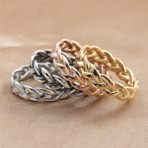 European American Style Titanium Steel Braided Chain <b>Ring</b> Retro Punk Men's Stainless Steel Hollow <b>Ring</b> 24071 - Product Image 1