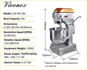20L Electric Planetary <strong>Mixer</strong> with Three-Speed and Emergency Stop Button for Professional Bread Bakery Use - Product Image 2