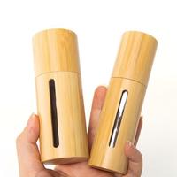 Kemasan Kosmetik Grosir 5/10/15/50 ml Botol Parfum Deodoran Roll On Bambu dengan Roller Plastik dan Jendela
