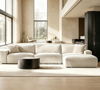 Canapé d'angle modulable convertible moderne et minimaliste avec accoudoirs carrés larges, revêtement en tissu, pour hôtel et salon