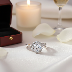 Oro e platino placcato anelli di fidanzamento con chiaro CZ pietre cuscino e taglio ovale taglia 10 - Product Image 3