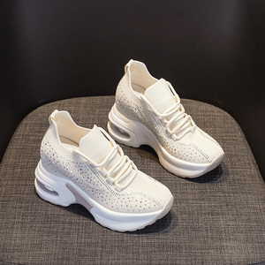 Zapatos de plataforma de malla a la moda para mujer, con cordones, informales, con suela gruesa, zapatillas deportivas para mujer y dama. - Product Image 3