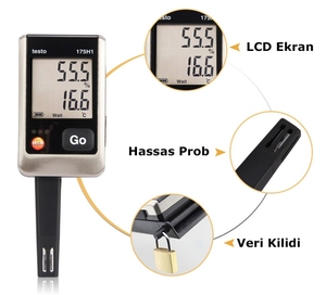 Enregistreur de données de température et d'humidité professionnel Testo 175H1 |   Boîtier en acier inoxydable avec capteur externe - Product Image 2