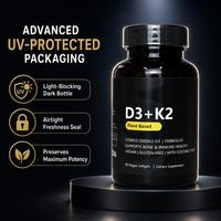 Gélules de Vitamine D3 K2 à Marque Blanche OEM 5000 UI 60 Unités à Base Végétale MK7 Soutien Osseux et Immunitaire Gélules Végétales Souples Usine CGMP
