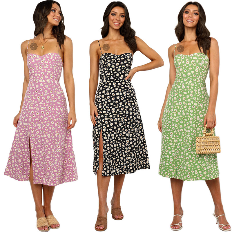 Fashionable summer casual outfit little floral tight dresses