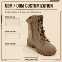 Bottes tactiques légères en daim et cuir PU marron pour la randonnée et l'entraînement en extérieur, personnalisables OEM ISO CE
