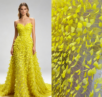 Tissu en maille transparente à franges longues en plumes, fait main, léger et fluide, pour robes de soirée et de cérémonie – Vente en gros