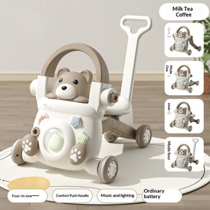 Trotteur bébé 4-en-1 en plastique, poussette anti-jambes en O, aide à l'apprentissage de la marche, jouet à s'asseoir, voiture à roulettes avec capacité de charge de 10 kg - Product Image 6