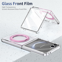 Coque de téléphone transparente en PC anti-jaunissement économique pour Samsung Flip 8 7 6 5 4 3 avec support 360 et protection d'écran en verre trempé