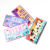 Fabrication Personnalisée Aimant de Frigo Souvenir Touristique Miami Beach en Aluminium et Métal, Forme Plaque d'Immatriculation de Voiture