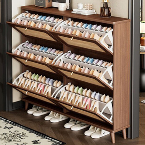 Zapatero de Madera Moderno, Minimalista y Sofisticado de Dos Niveles con Amplio Espacio de Almacenamiento, Perfecto <span class=keywords><strong>para</strong></span> la Entrada de la Sala de Estar - Product Image 3